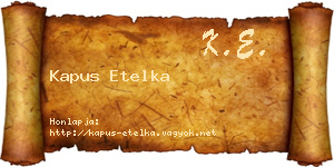 Kapus Etelka névjegykártya